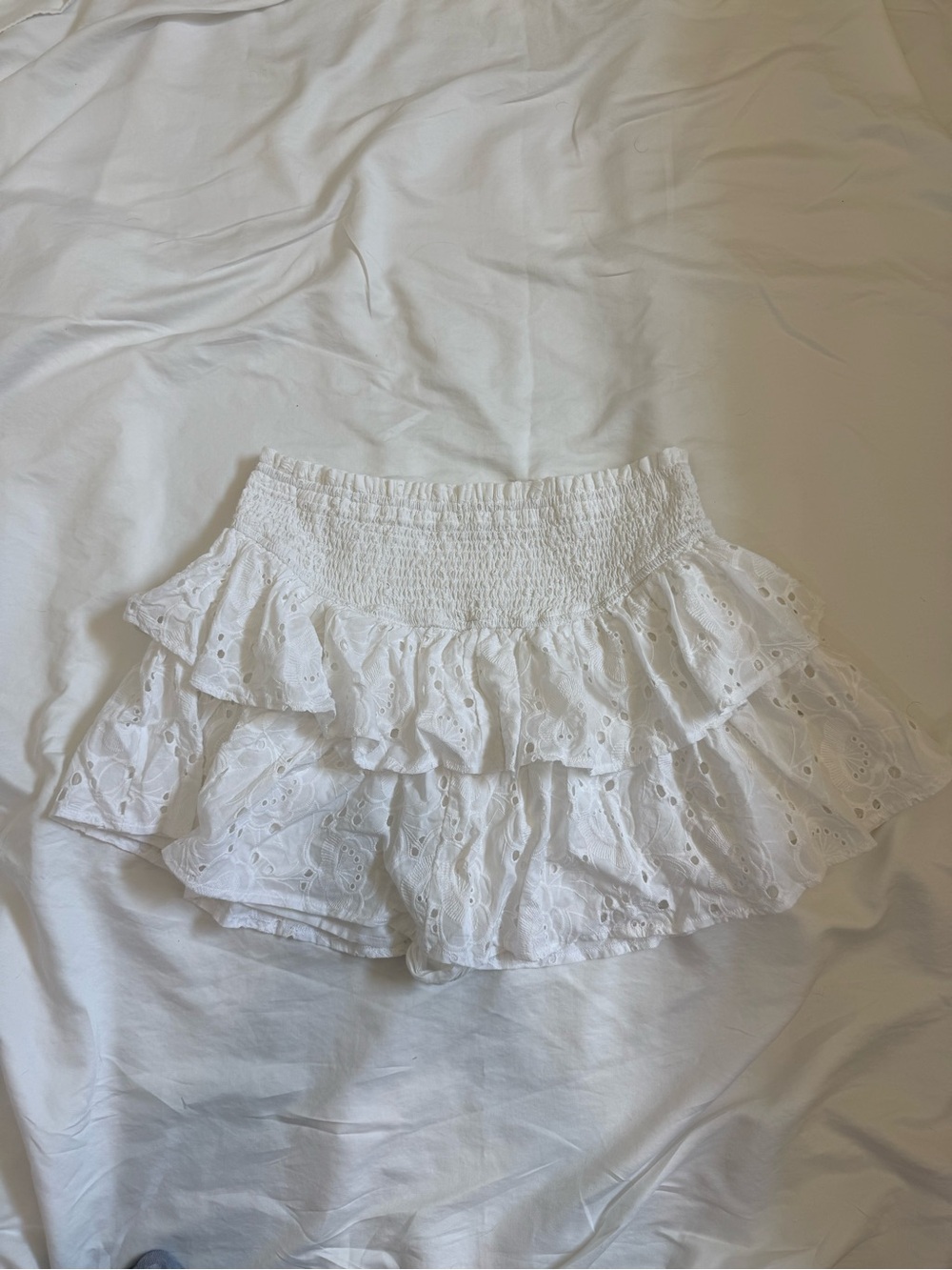 Altar'd State White Eyelet Ruffle Mini Skirt